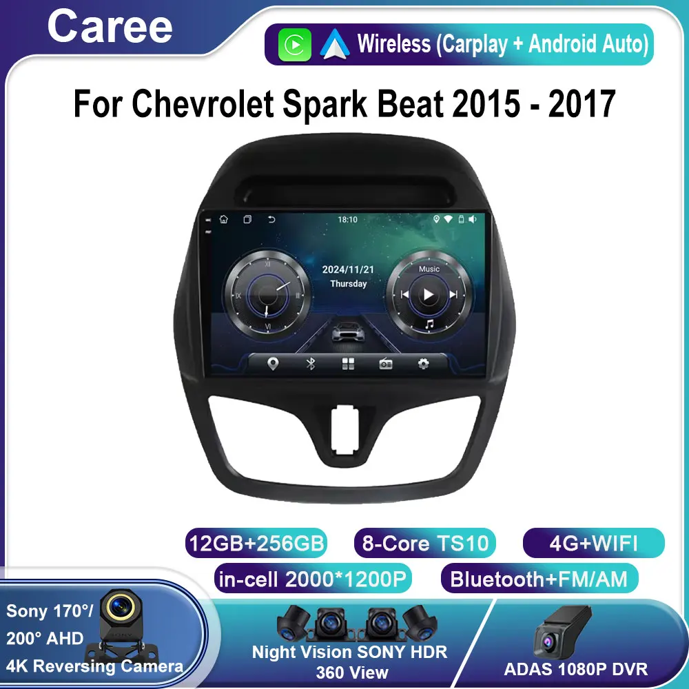 

Car Radio Carplay For Chevrolet Spark Beat 2015 - 2017 GPS Navigation Video Android Auto Stereo 5G Wifi Screen Bluetooth No 2din