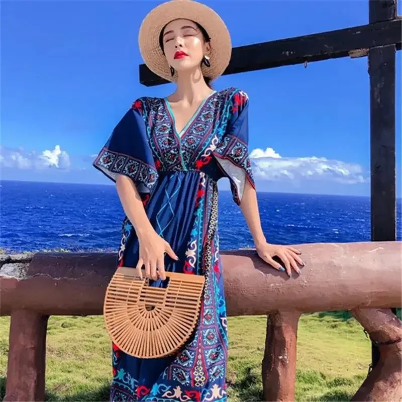 Robe de plage à manches longues pour femmes, style coréen Boho, robes pour femmes, chic et élégant, azole esthétique, média At, printemps et automne 2025