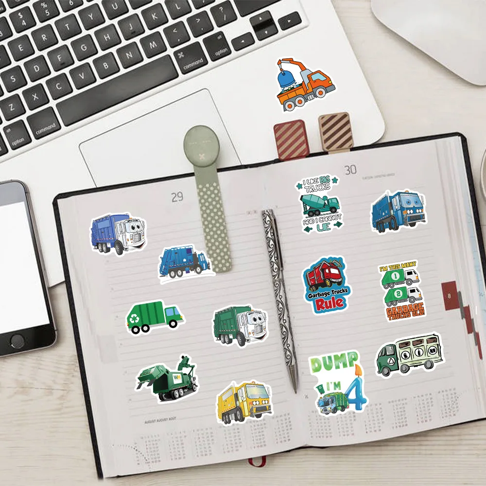 쓰레기 트럭 스티커, 가방, 스케이트보드, 노트북, 수하물, 전화, 자동차 스타일링, DIY 데칼, 페가티나스, 60 개