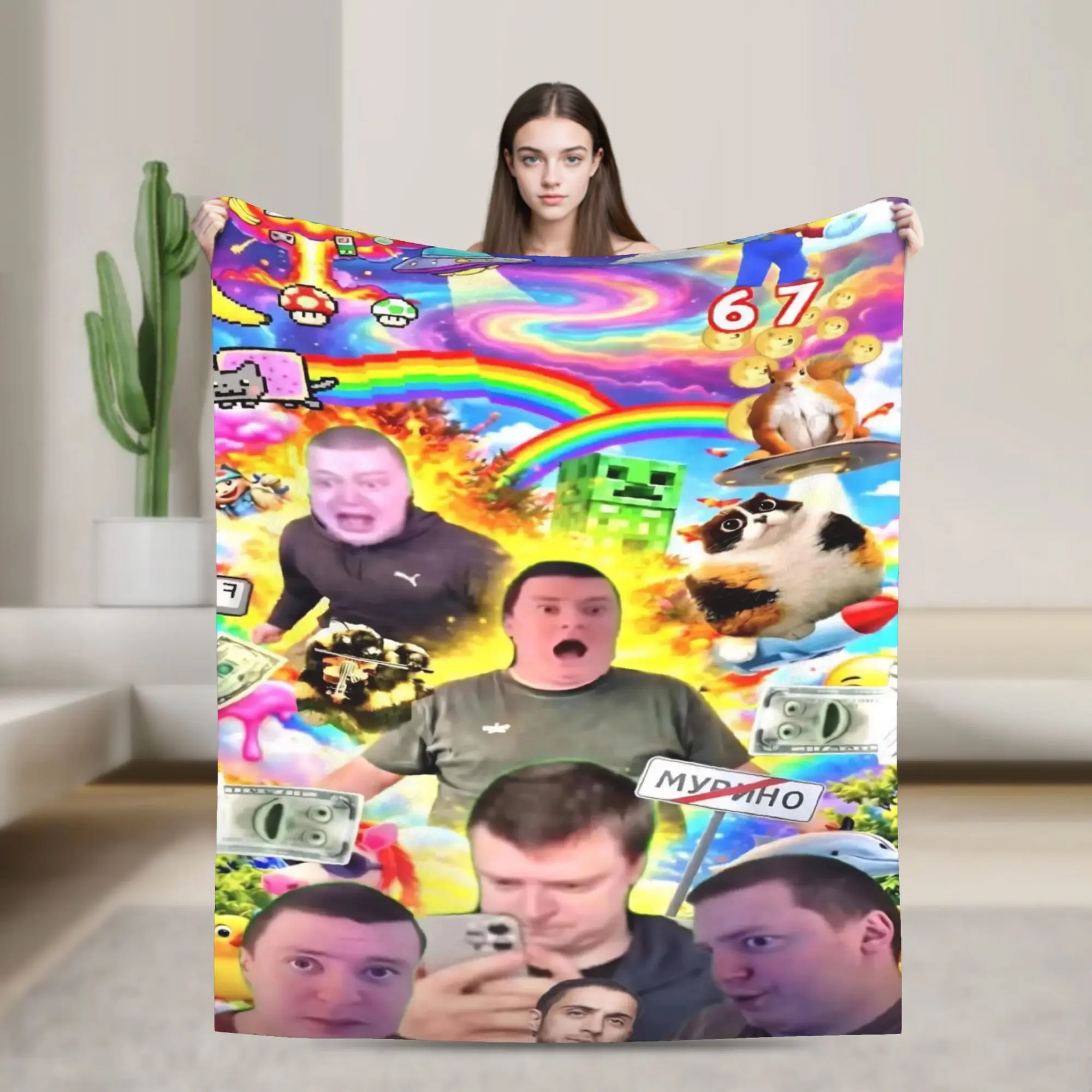 Super Soft Funny Mellstroy Throw Blanket Premium Fleece Flannel Lightweight  Bed Blanket Cozy Fluffy Blankets All Season Use