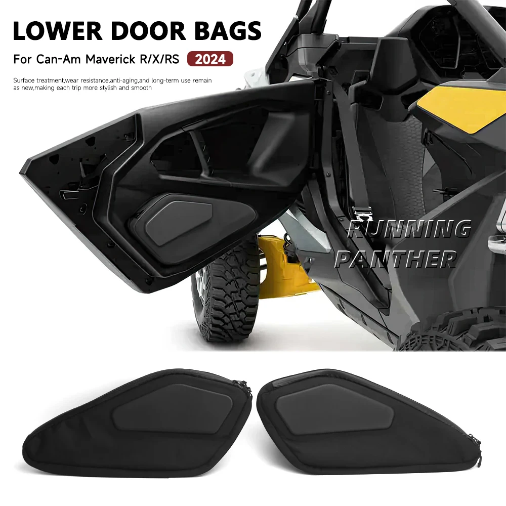 

For Can Am Maverick R X RS 2024 2025 UTV Tool Bags Black Side Driver Passenger Lower Door Bags Cushion 5 Liter Capacity