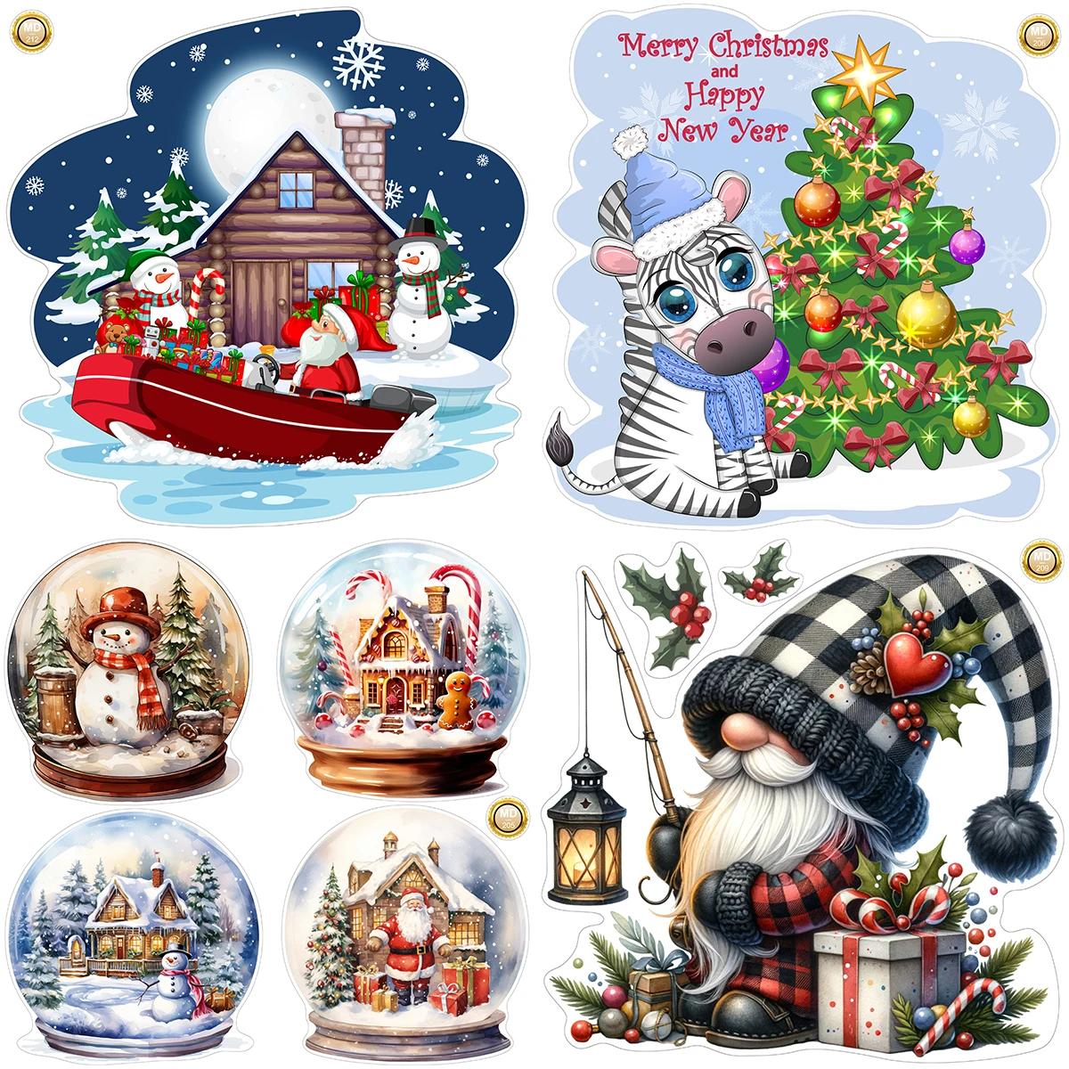 ملصق حائط ثلاثي الأبعاد لتزيين عيد الميلاد للأطفال ، غرف الأطفال ، ورق حائط ذاتي اللصق ، ديكور العطلات ، ملصقات حائط ، غرفة نوم ، 8 أنماط