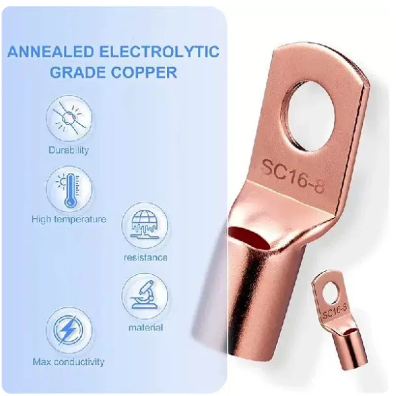 Cltgxdd 5-10 Stück Kupfer-Ringkabelverbinder, blankes Kabel, elektrische Crimpklemme SC4-6 SC6-6 SC6-8 SC10-6 SC16-6 SC16-8 SC25-8 – Detail 8