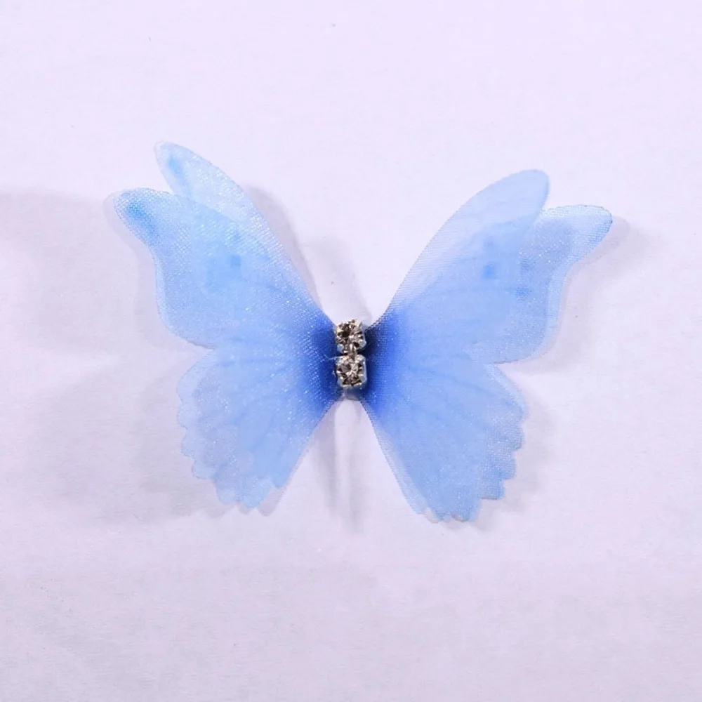 

50Pcs 3D Organza Fabric Butterfly Appliques Double-layer Colorful Chiffon Butterfly Embroidered Patches Translucent