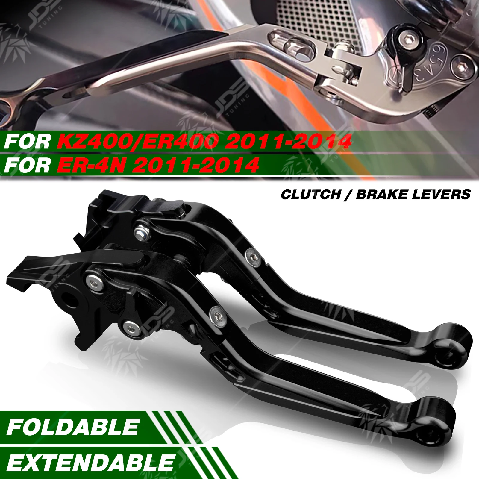

JDSTUNING For Kawasaki KZ400/ER400/ER4N 2011-2014 Folding Clutch and Brake Lever Set Adjustable Levers Accessories Parts