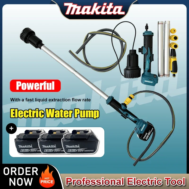 Беспроводной электрический водяной насос Makita с бесщеточным двигателем, портативный погружной насос для перекачки жидк