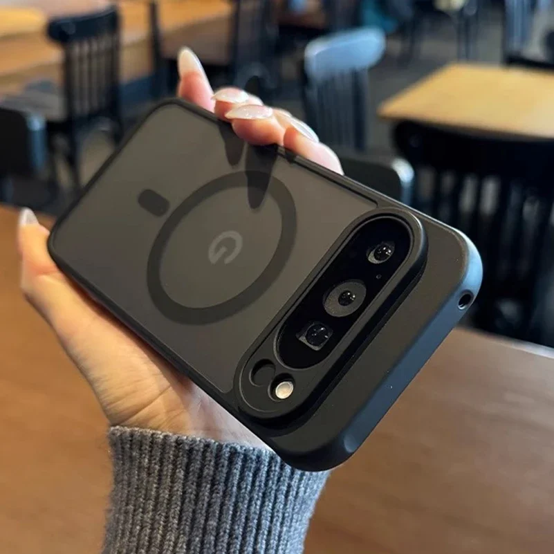 Luxus-Magsafe-Handyhülle für Google Pixel 11 10 10A 9A 9 Pro XL Rückseite Schlank Matt Klar Kabelloses Laden Schwarze Hartschale