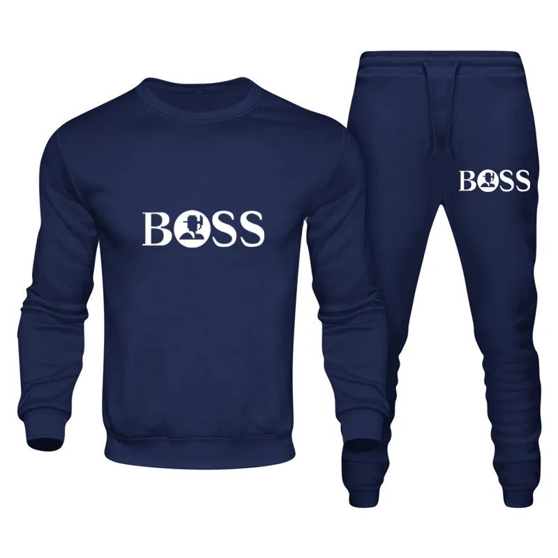 Men\'s Fashion Autumn And Winter Hot Sale Two-pieces Sets Men\'s Casual Sports Suit BOSS Printing