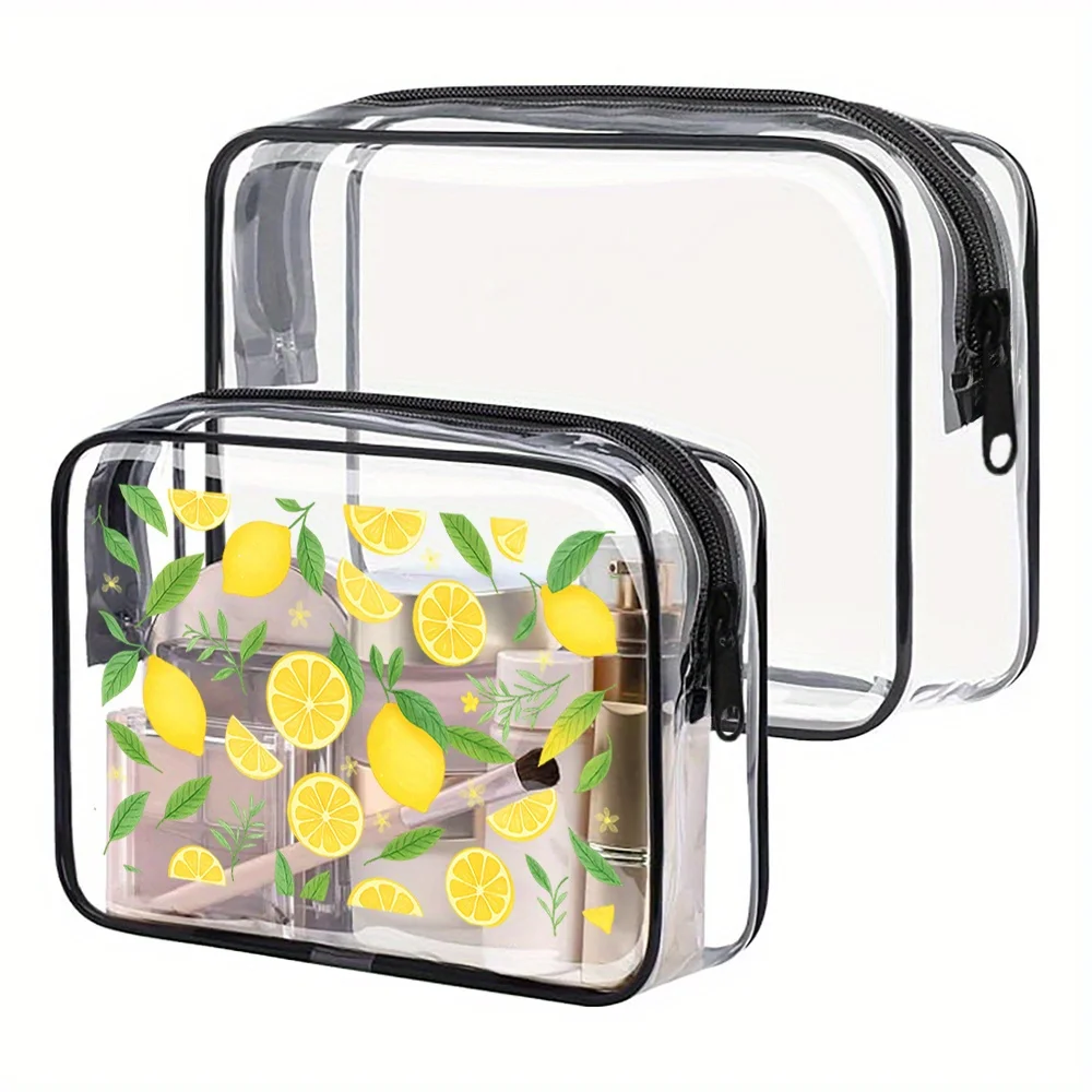 

PVC Cosmetic Bags Clear for Women Cute Lemon Pattern Toiletry Bags for Summer Travel Beach Bag for Women Weekender Bag Gifts