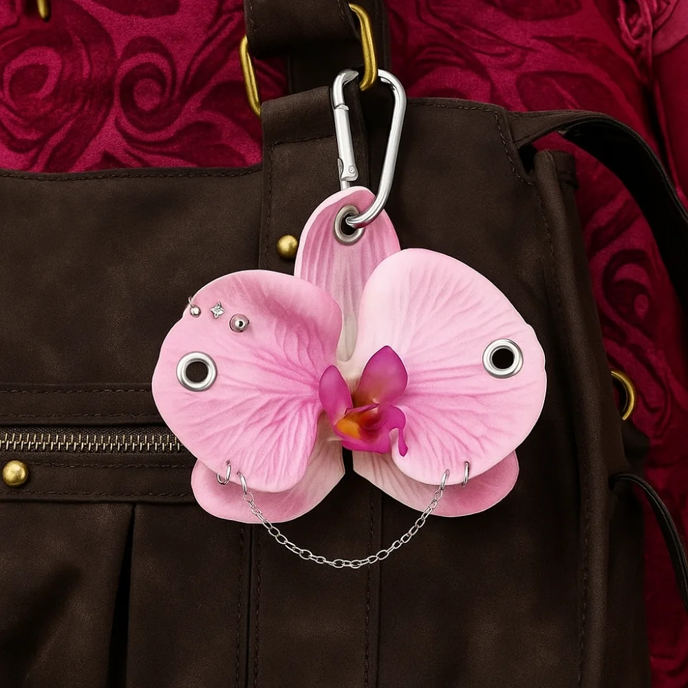 

Phone Charms Phalaenopsis Orchid Keychain Rivet Elegant Imitation Flower Pendant Decoration Jewelry Bag Pendant Women Girls