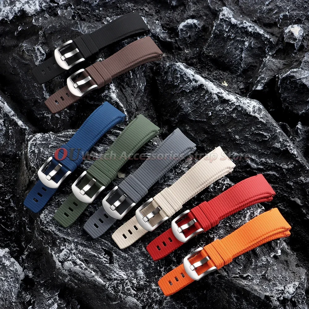 FKM Gummi-Uhrenarmband mit Gebogenen Enden 20mm 21mm 22mm für Omega für Seiko Militärarmband Schnellverschluss Herren Sportarmband für Longines – Detail 2