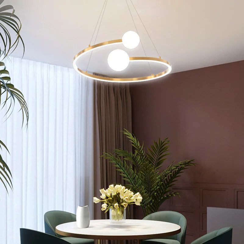 European Modern Minimalist LED Circle Chandelier Personalized Decoration Living Room Dining Room Bedroom Lighting