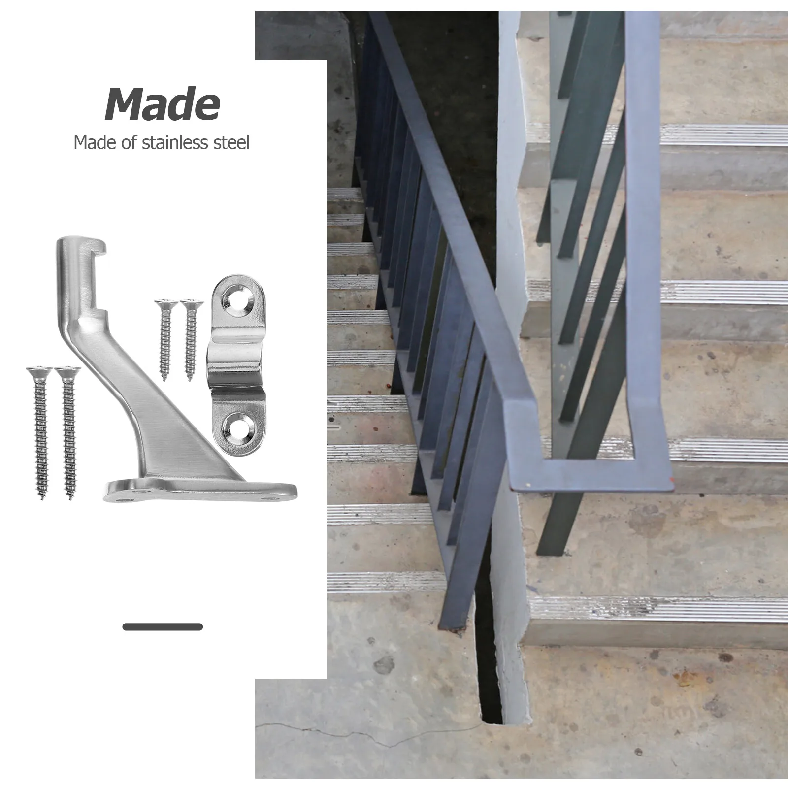 

Staircase Handrail Bracket Braces Stainless Steel Durable Smooth Surface Easy Installation Stair Rail Brackets Handrail Supports