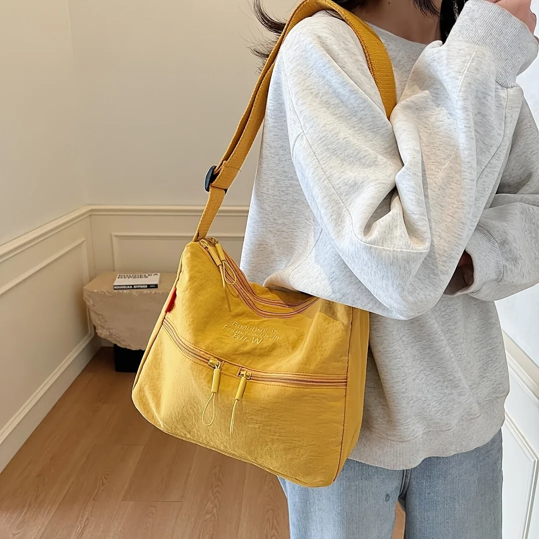 

Японская новая легкая женская сумка через плечо Xiaoqing, большая вместительная нейлоновая тканевая сумка через плечо с регулируемым ремешком