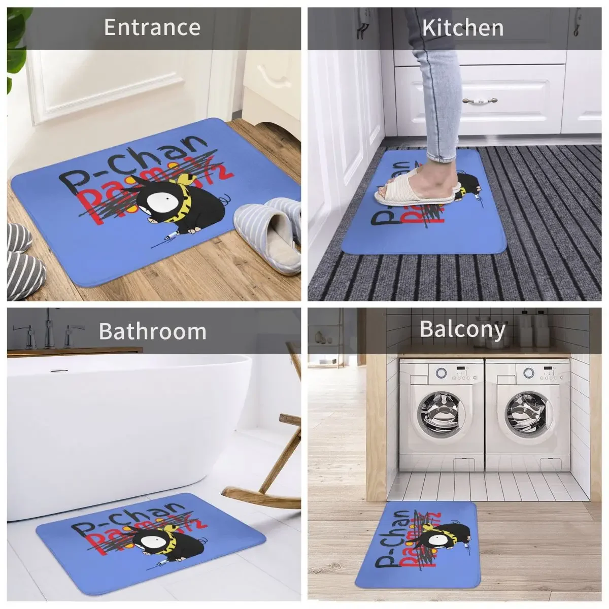 Randa 12 Japanese Anime Bath Mat P-Chan Ranma Doormat Flannel Carpet Balcony Rug Home Decoration