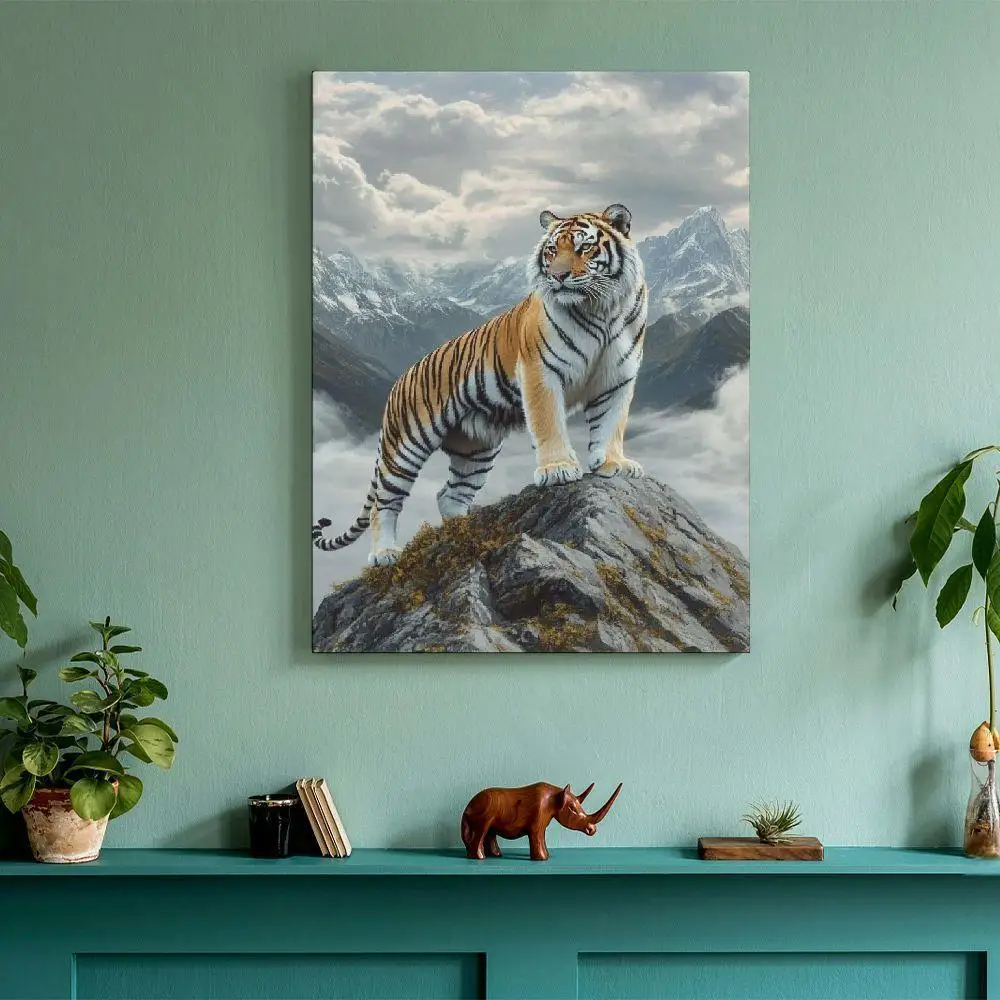 Majesté du tigre blanc – Art sur toile sans cadre de haute qualité pour la décoration du salon et de la chambre 2026