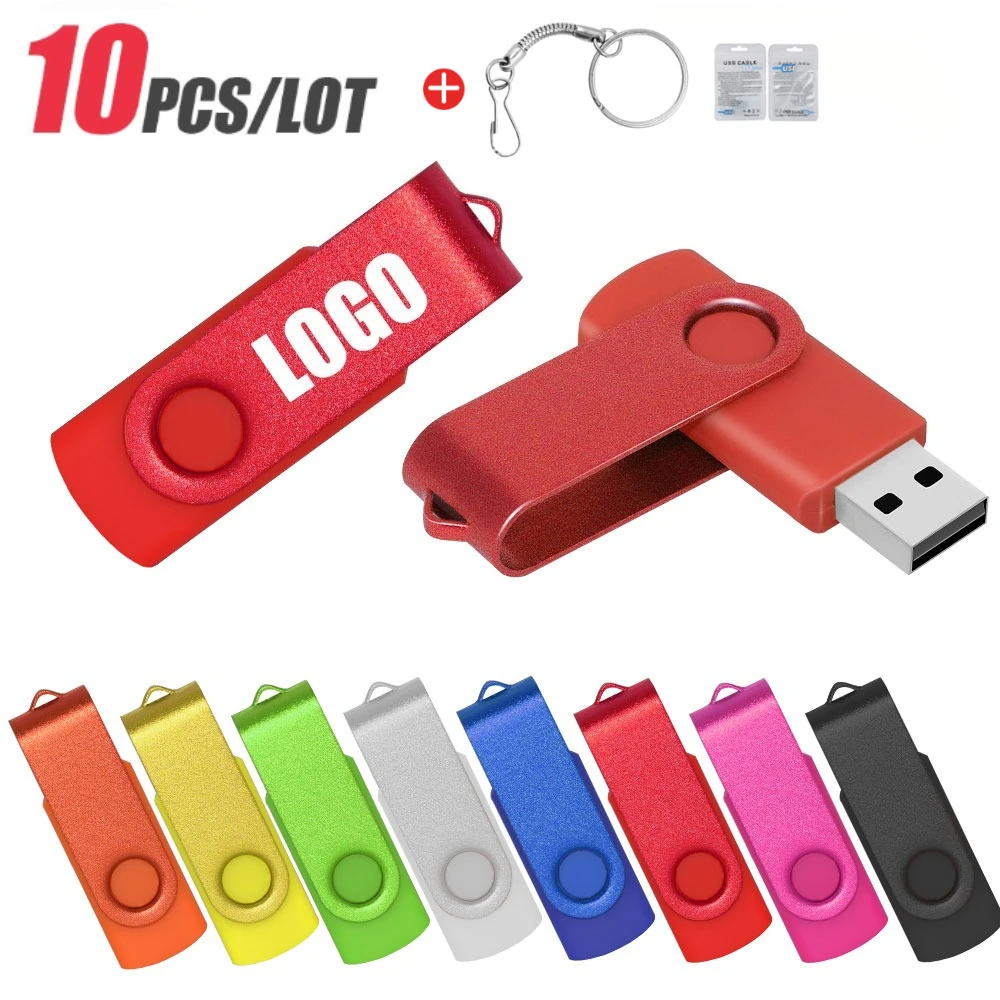

10PCS Metal USB 2.0 Flash Drive 16gb 32gb waterproof flash disk Pendrive 64GB 128GB usb memory stick USB Stick 4G 8G 128mb 256mb