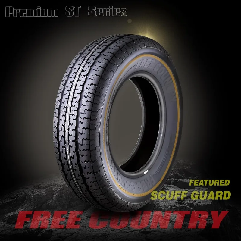 set of 4 Heavy Duty Trailer Tires ST205/75R15 205 75 15 10-Ply Load Range E Steel Belted Radial w/Scuff Guard