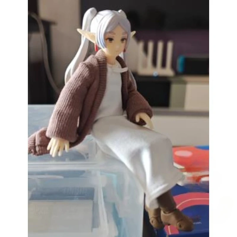

Handmade 1/12 Scale Elf Coat Blue Scarf Khaki Windbreaker Skirt Grey Jacket Navy Skirt Set Fit 6'' Frieren SHF Action Figure