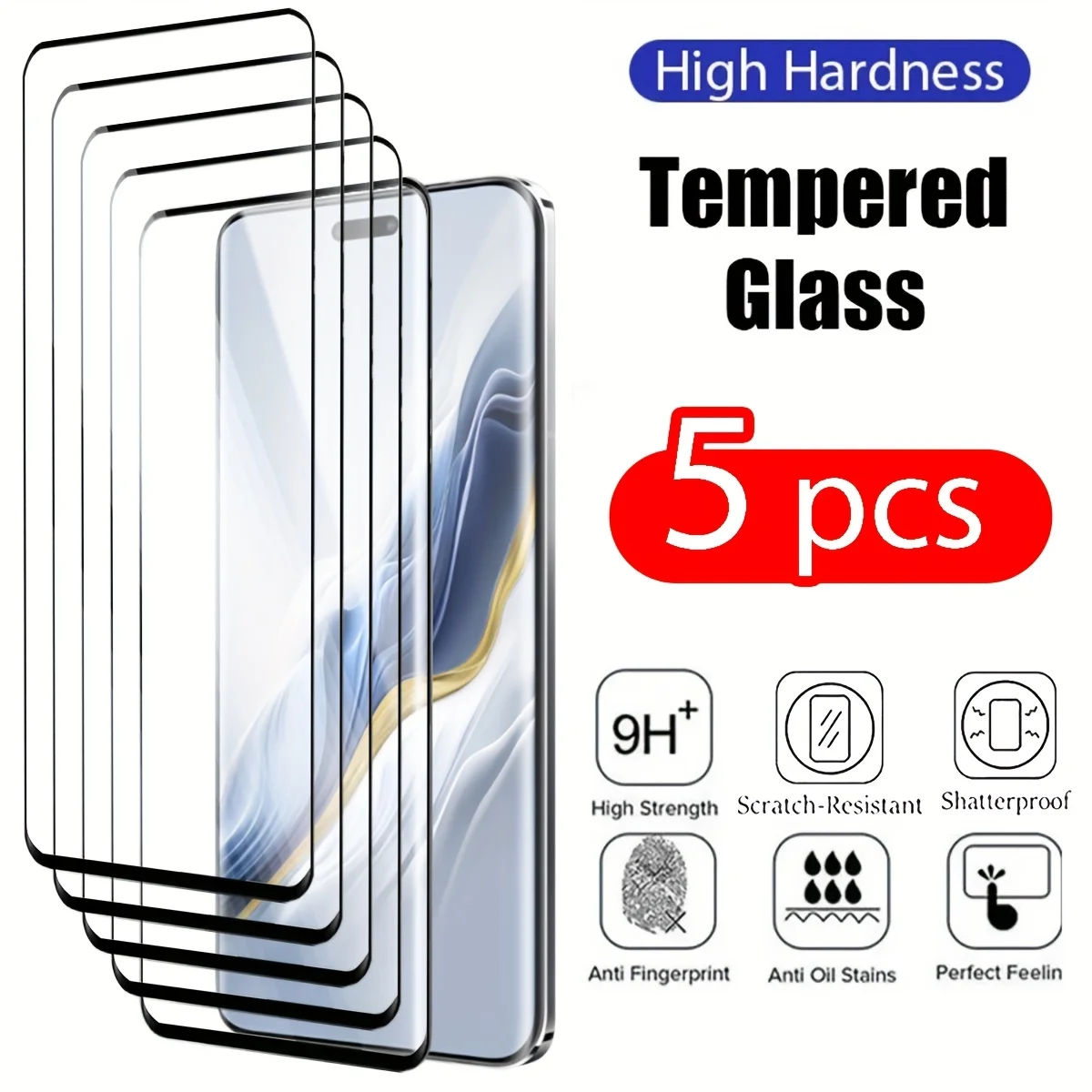 

5Pcs for Huawei Mate 20/30/40/50/60/70/80 Pro Max,80 RS 9H Hardness Ultra Clear Screen Protecto - 99.9% HD Clarity,Crystal Clear