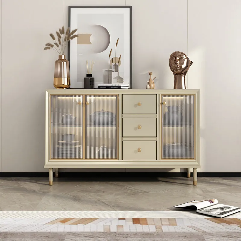 Mueble de Cocina Clásico de Vidrio Blanco, Gabinete de Cocina Largo de Madera con Decoración Nórdica, Mueble de Almacenamiento Estrecho para Cocina, Szafka Kuchenna, Muebles para el Hogar