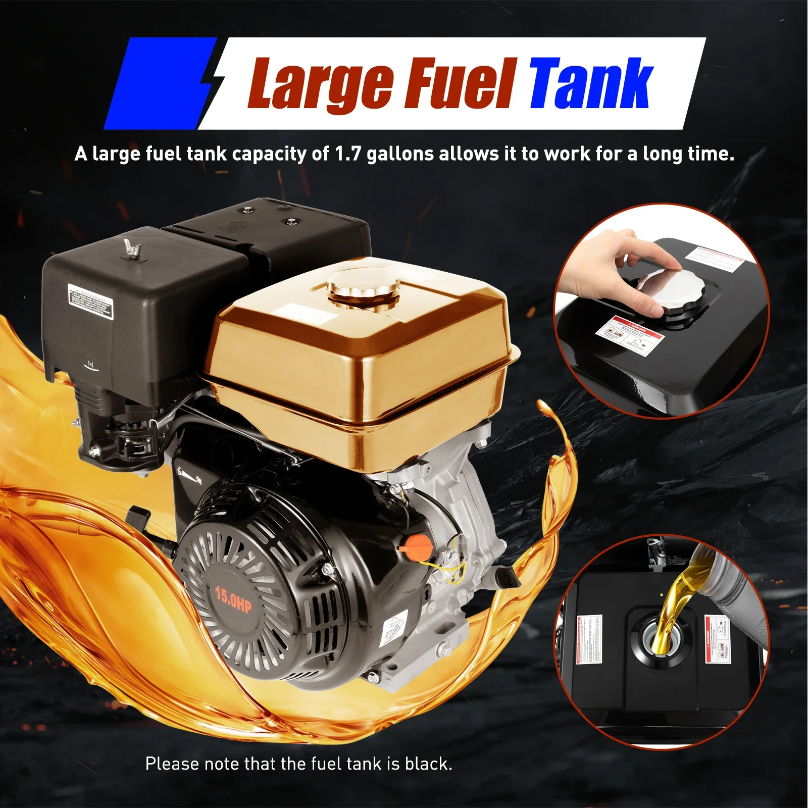 15HP 4-Stroke 420cc OHV Horizontal Shaft Engines Petrol Gasoline Engine  Recoil Start Go Kart Motor