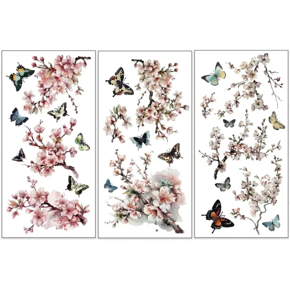 

3 шт./компл. Sakura Rub on Transfers для мебели и поделок 6x12 дюймов Cherry Blossom Декор переводные наклейки бабочка наклейки