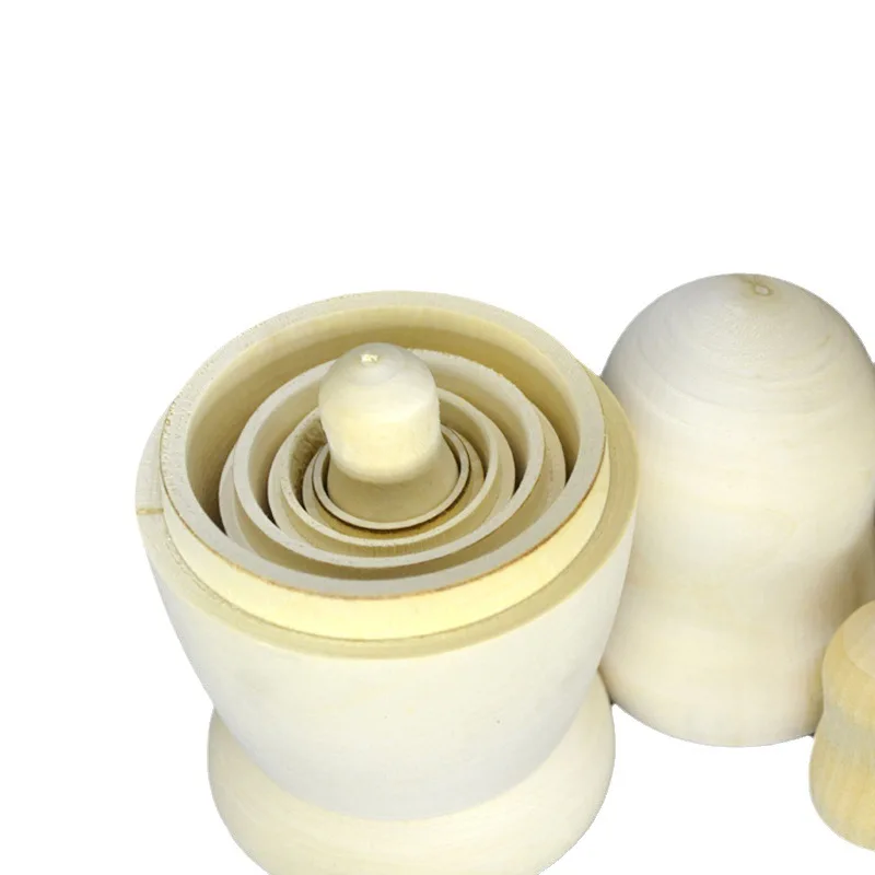 

Matryoshka doll white tire white stubble DIY material toy ornament mushroom shape doll model linden wood
