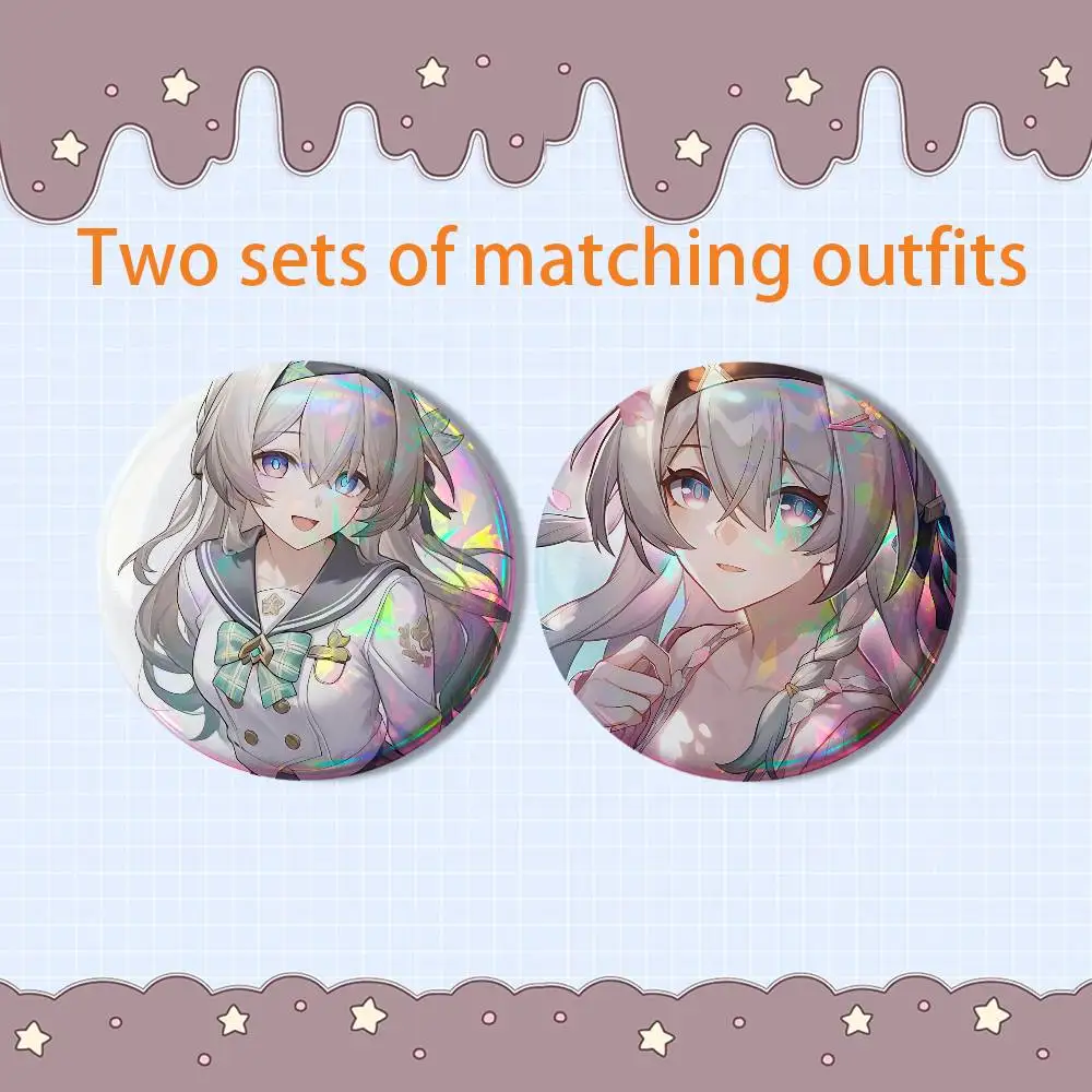 Firefly Silver Wolf  Honkai Star Rail 2 piece set Pins Creativity Printed Pictures Text Metal Lapel Badges Brooches Jewelry Gift view 3
