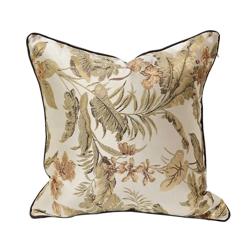 Flora Pillows Ivory Jacquard Cushion Case Retro Luxury Decorative Pillow Cover For Sofa Chair 45x45 Living Room Home Decorations