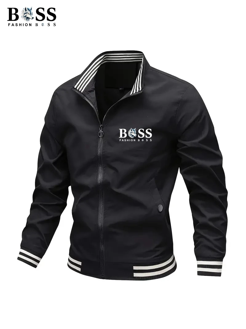 Autumn and Winter Men\'s Stand Collar work Casual Zipper Jacket Outdoor Sports Coat Windbreaker Jacket for Men Waterproof Bomber