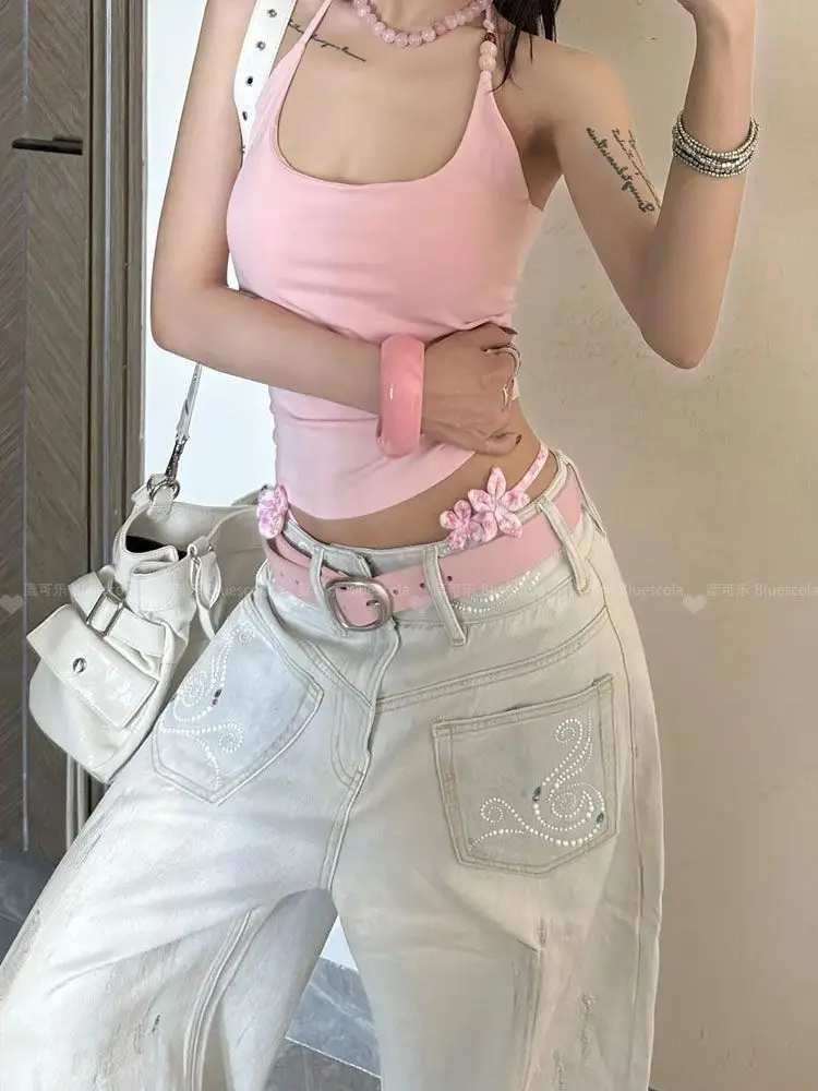 女性ヴィンテージライトブルー Y2k だぶだぶのジーンズ原宿日本 2000 年代パンツストリートオーバーサイズ曲がったナイフデニムズボン服