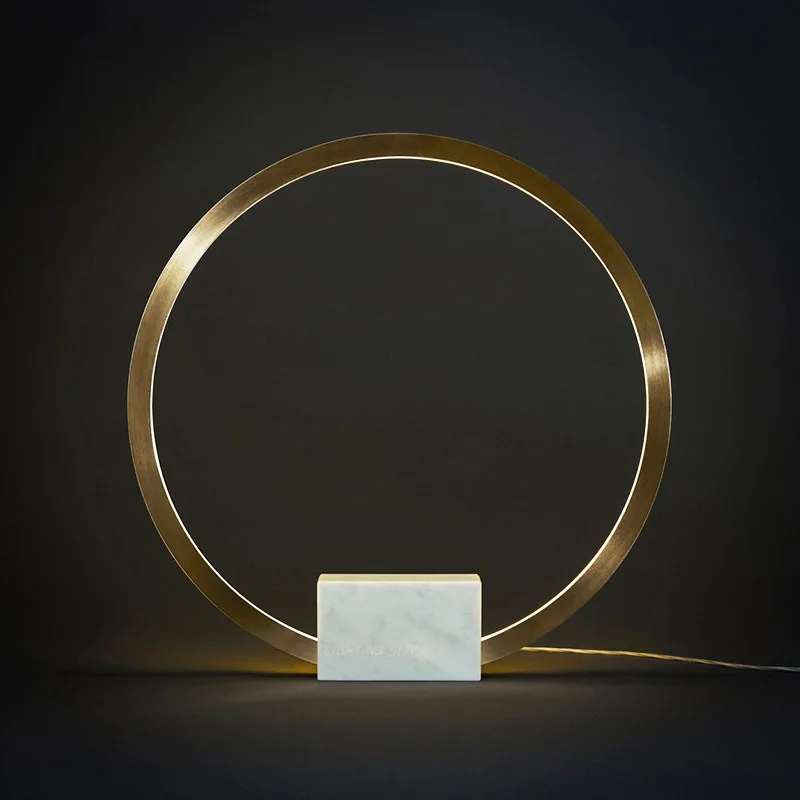 Postmodern round marble table lamp designer creative simplicity study ring bedroom bedside table decorative lamp