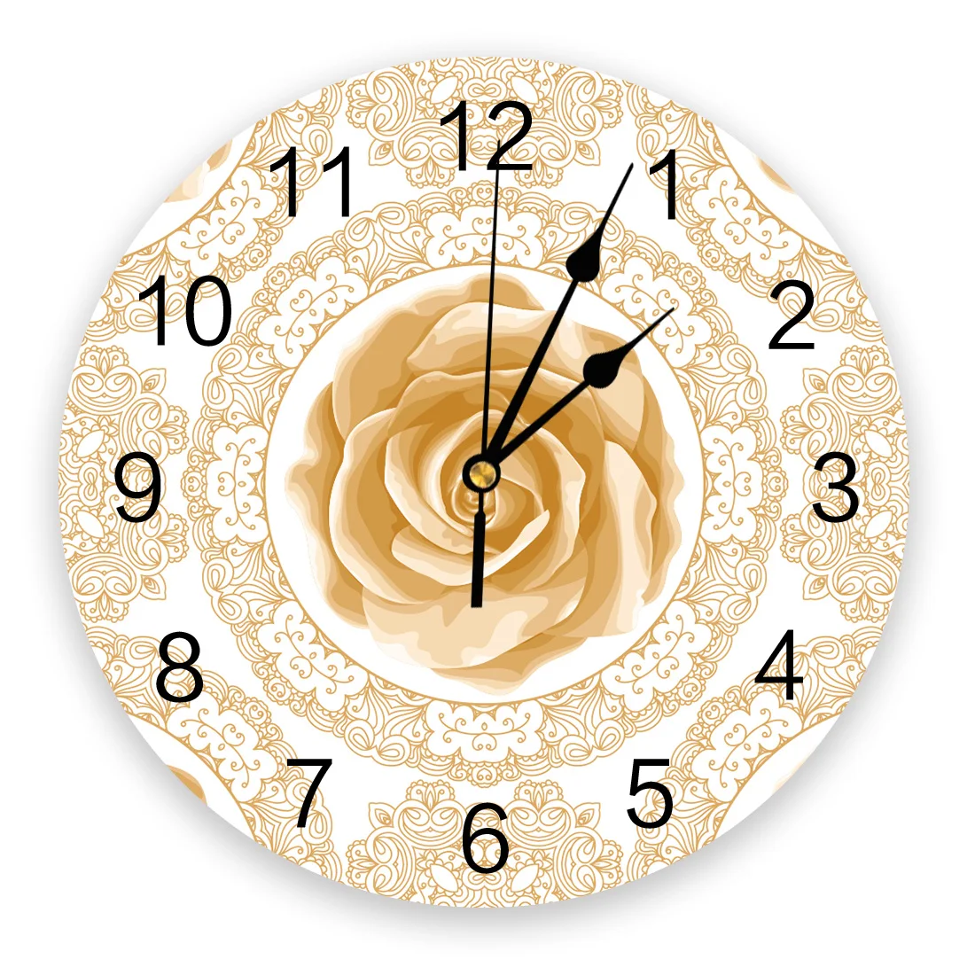 

Rose Lace Golden Carved Bedroom Wall Clock Large Modern Kitchen Dinning Round Wall Clocks Watches Living Room Watch Home Decor