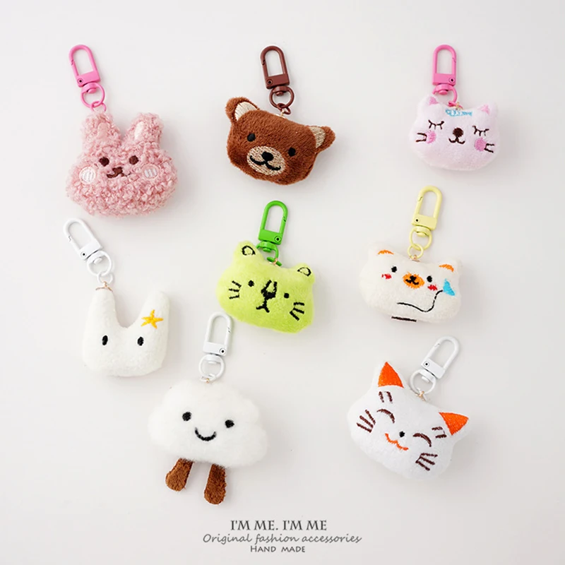 Cute Plush Bear Keyring For Women Girls Cartoon Rabbit Kawaii Keychain Unique Design Car Keys Chains