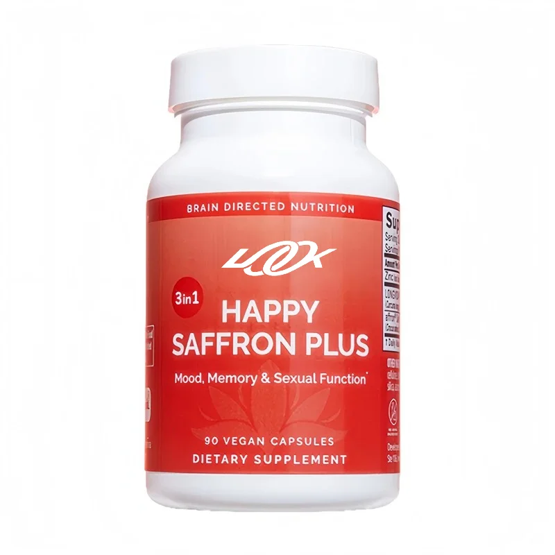 Happy Saffron Plus - Saffron Flower Extract, Curcumin, Zinc Support Positive Mood Increase Memory,Focus & Clean Blood Vessels