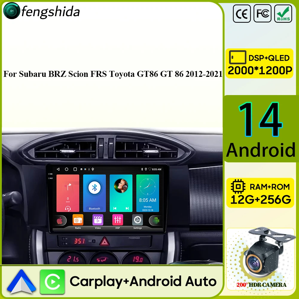 

Car Radio Carplay For Subaru BRZ Scion FRS Toyota GT86 GT 86 2012-2021 Navigation GPS Android Auto Multimedia Player 4G No 2din