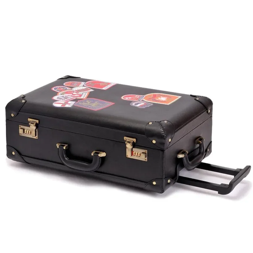 Luggage bag woman vintage 4 wheels trolley case travel business  retro korea fashion pu suitcase bags 2024 inch girl box handbag