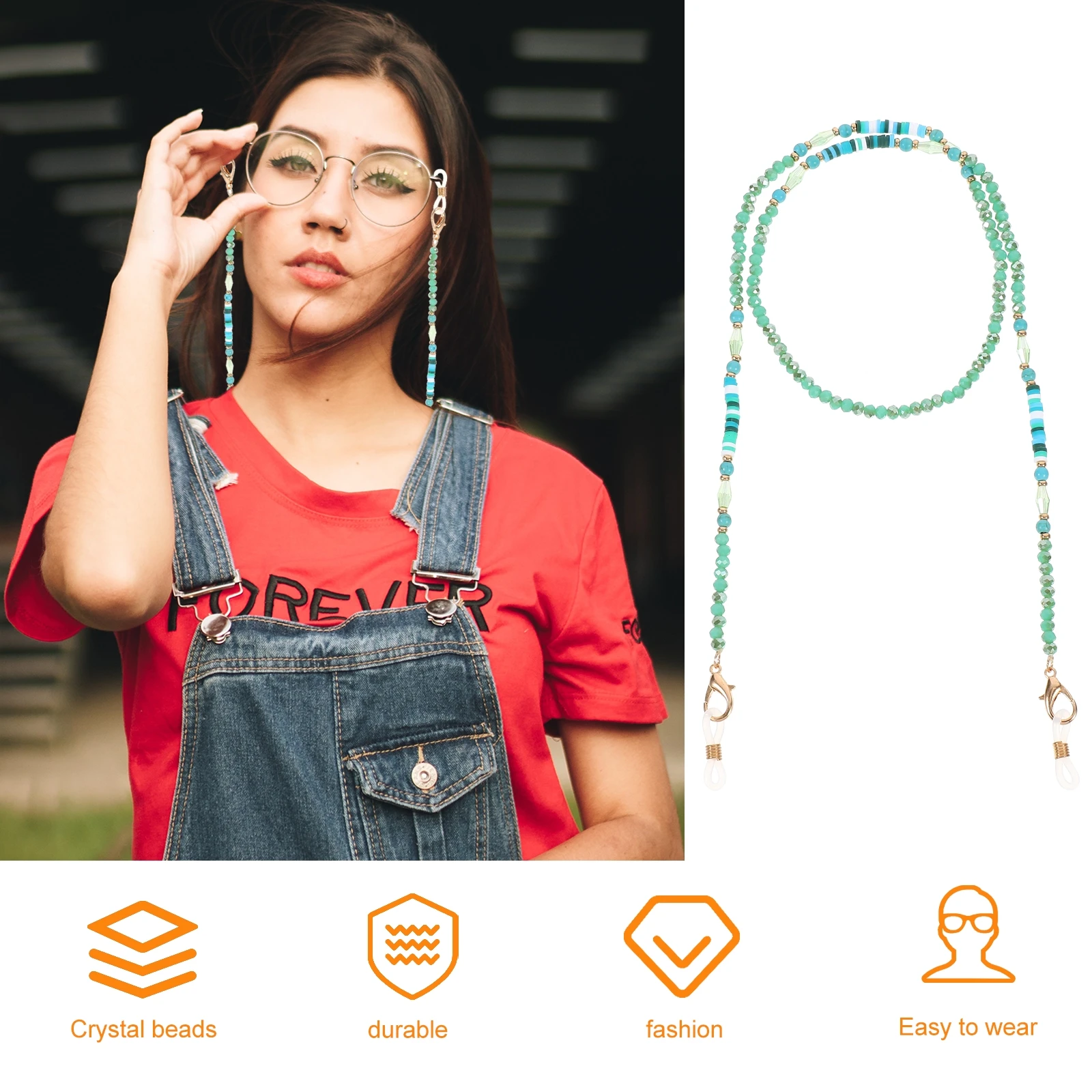 

2pcs Mask Straps Eyewear Rope Glasses Hanging Straps Chic Lightweight Crystal Beads Design For Kids Adults Family Gift Easy