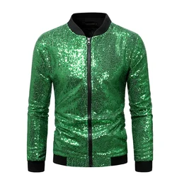 Mens Black Sequin Varsity Jackets and Coats 2023 New Shinny Glitter Nightclub Disco DJ Prom Jacket Bomber Male