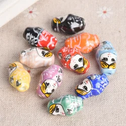 5pcs 22x13mm Russian Matryoshka Doll Shape Patterns Ceramic Porcelain Loose Crafts Beads lot for Jewelry Making DIY Findings