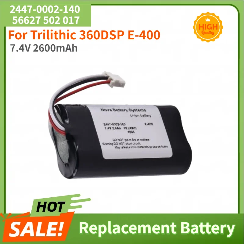 

High Quality 2447-0002-140, 56627 502 017 Battery 7.4V 2600mAh for Trilithic 360DSP E-400 Brand New Replacement Battery