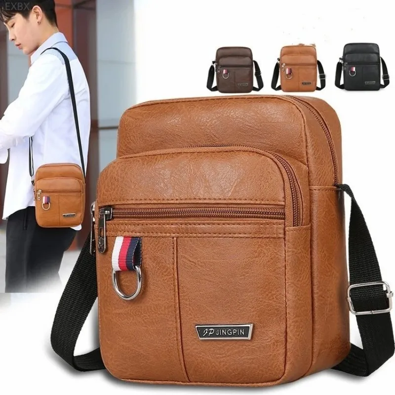 2023 Men\'s Messenger Bag Crossbody Shoulder Bags PU Leather Men Travel Sling Bag Large Capacity Business Messenger Bag for Male