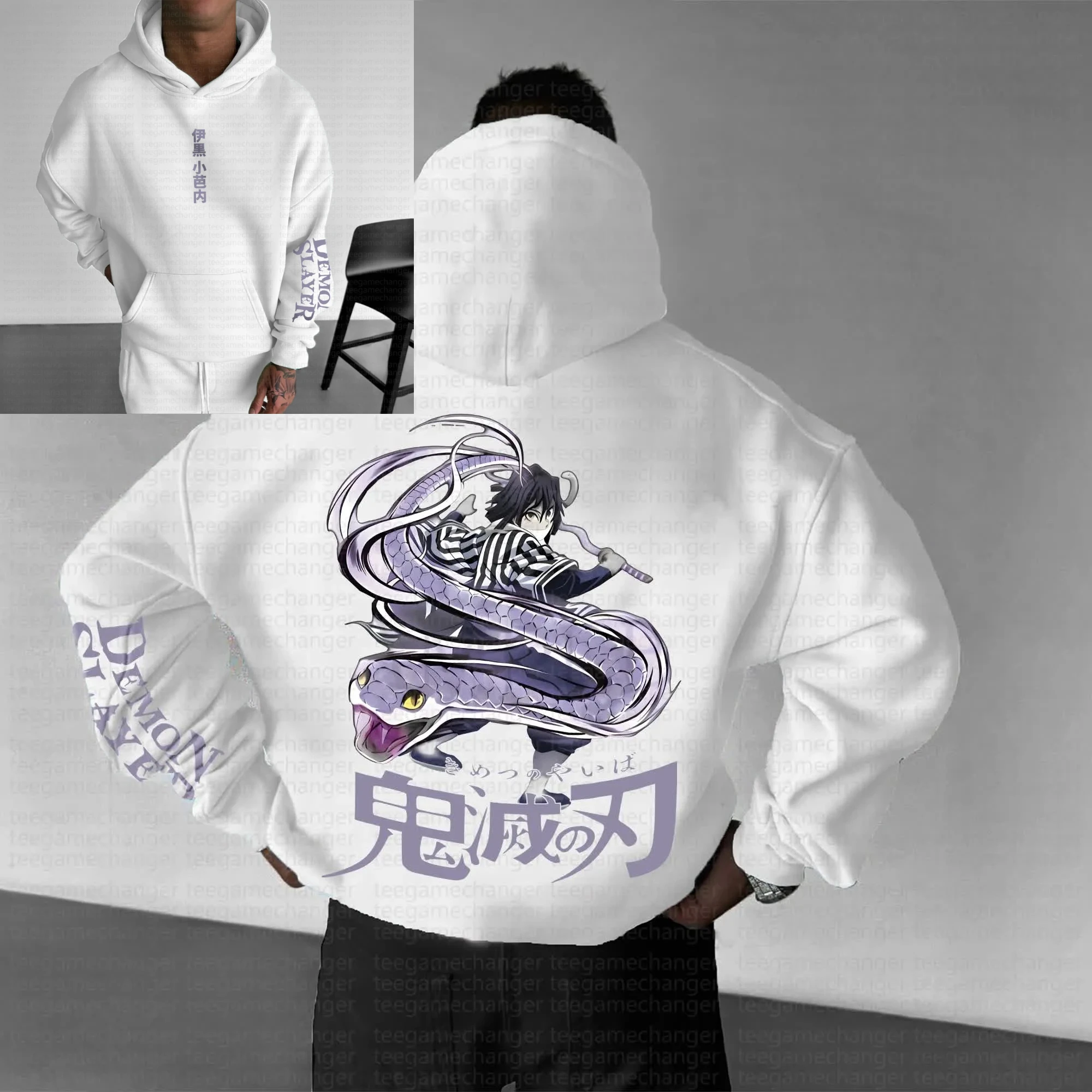 Demon Slayer Kimetsu No Yaiba Obanai Iguro serpiente Hashira gráfico Sudadera con capucha hombres mujeres 2025 primavera otoño Anime ropa de calle Casual