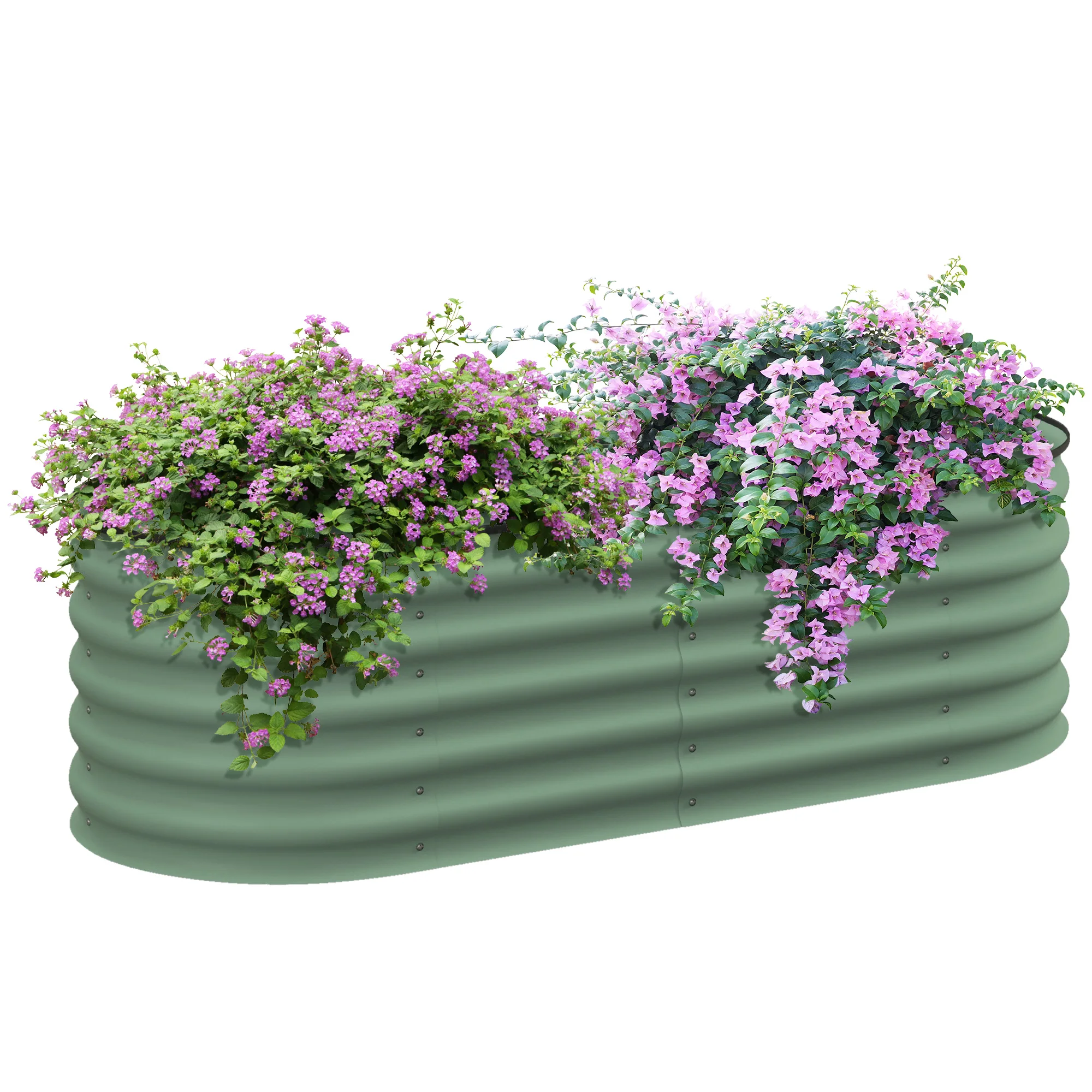 Outsunny Galvanized Raised Garden Bed Planter Box, 4.9' X 2' X 1.4', Green