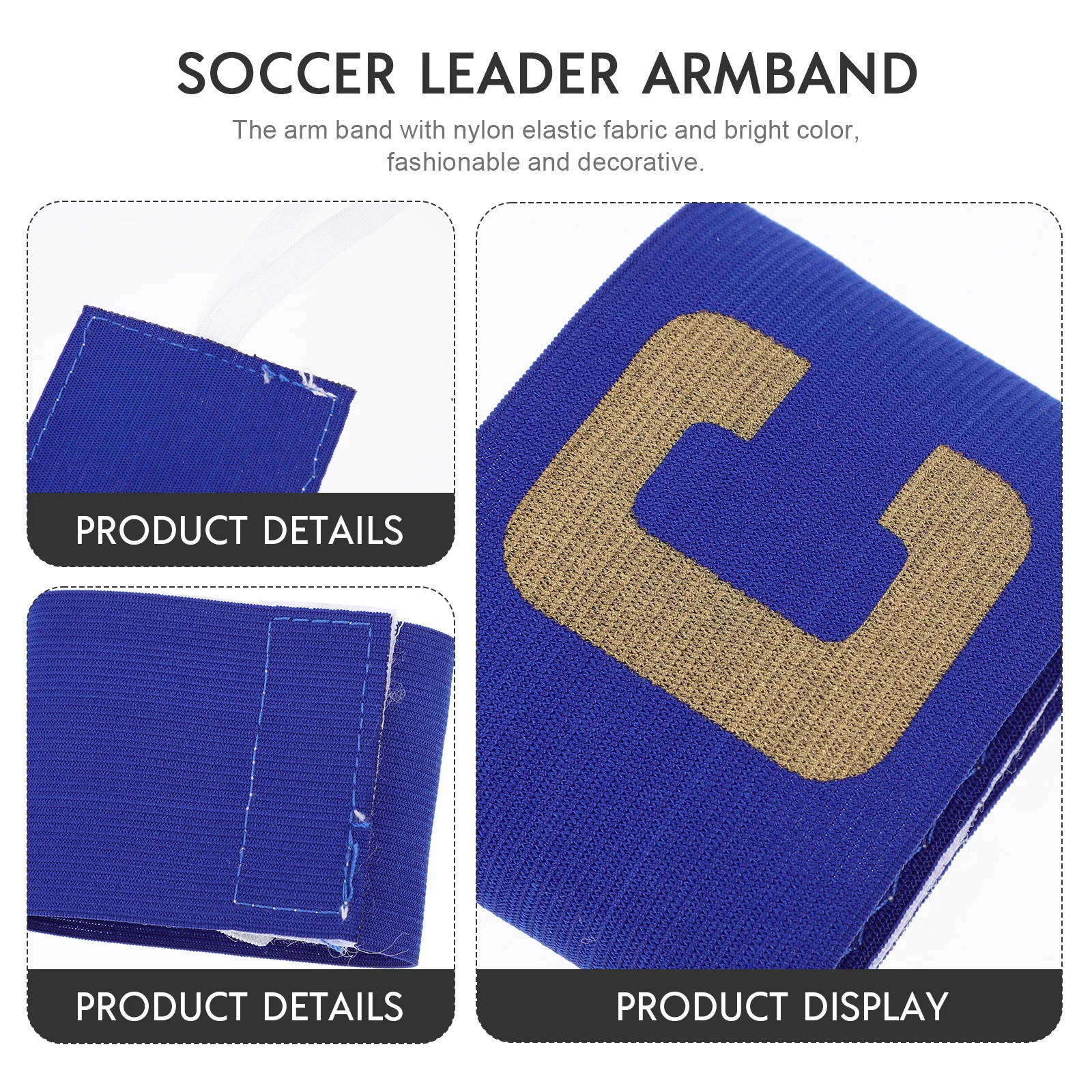 

4pcs Football Captain'S Armband Elastic Nylon Sports Armbands For Adults Team Leader Armlets Match Use Fitness Training
