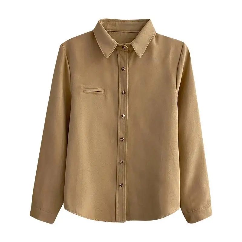 

Corduroy Flannel Shirt Women Plush Long Sleeve Brushed Shirt Design Sense Small Batch Coat Top