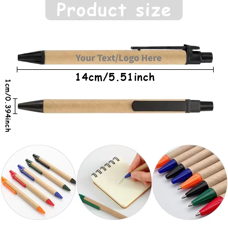 24/50PCS Customizable Ballpoint Pens Extendable Kraft Paper Pen Body Perfect for Teachers Offices Advertising Promotional Pen