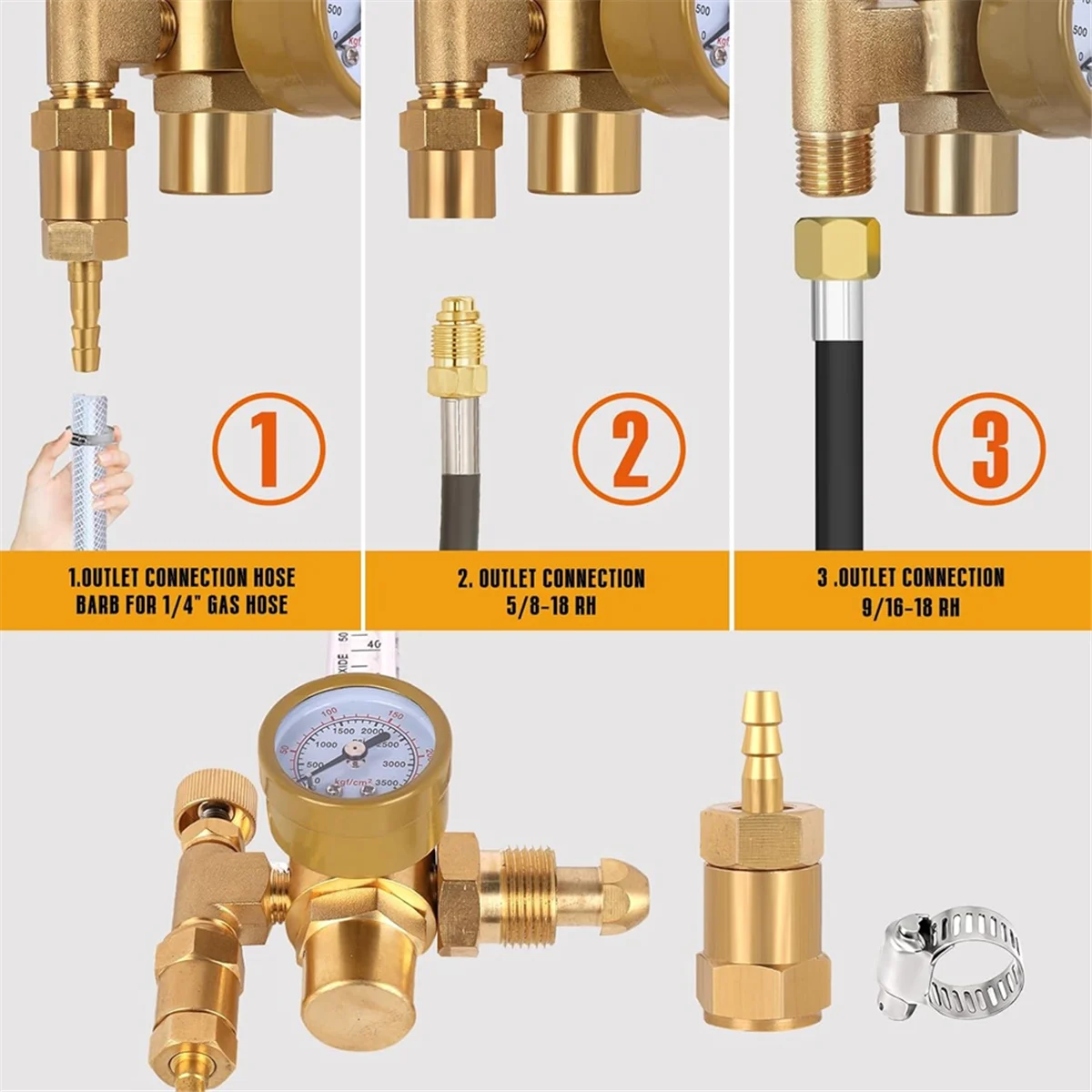 BAAQ /CO2 Mig Tig تدفق متر منظم الغاز مقياس لحام لحام CGA580 مدخل الاتصال
