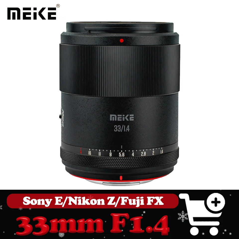 

Объектив MEKE AF 33mm F1.4 APS-C с большой апертурой, широкоугольный, с автофокусом, совместимый с камерами Sony E, Fuji FX, Nikon Z